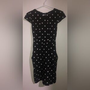 QED London Black Midi Dress with White Polka Dots